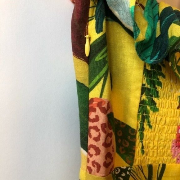 FARM Rio Golden Jungle Floral Linen Midi Dress - Picture 12 of 13